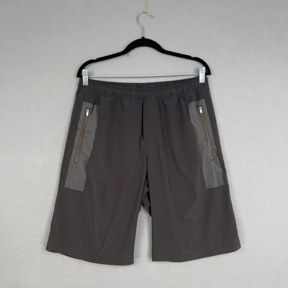 Lululemon Shorts Mens Large Gray Faux Leather Athletic Performance Workout Gym - Picture 1 of 15